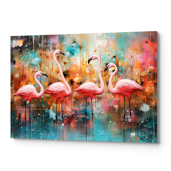 Obraz na płótnie na ścianę do salonu Flamingi OB0055 Wave Print
