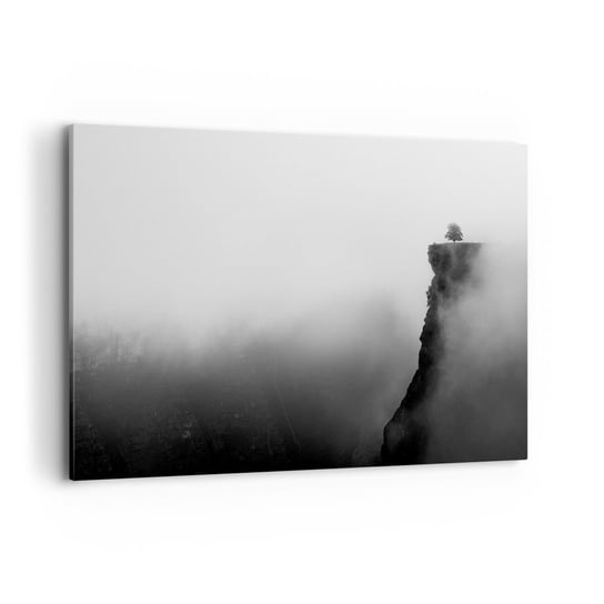 Obraz na płótnie - Na skraju świata - 120x80cm - Krajobraz Mgła Klif - Nowoczesny obraz na ścianę do salonu do sypialni ARTTOR ARTTOR