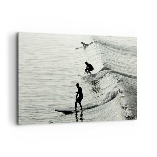 Obraz na płótnie - Na spotkanie fali - 100x70cm - Surfing Sport Ocean - Nowoczesny foto obraz w ramie do salonu do sypialni ARTTOR ARTTOR