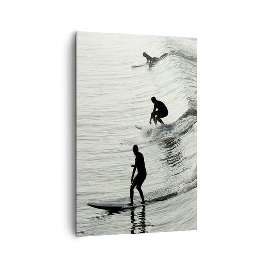 Obraz na płótnie - Na spotkanie fali - 80x120cm - Surfing Sport Ocean - Nowoczesny obraz na ścianę do salonu do sypialni ARTTOR ARTTOR