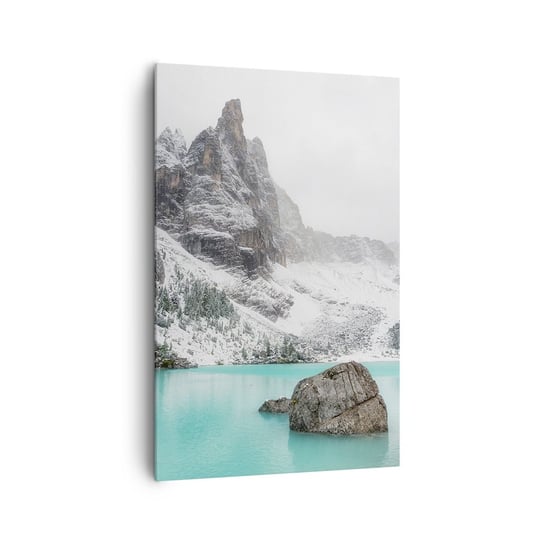Obraz na płótnie - Na straży - 80x120cm - Krajobraz Jezioro Alpy - Nowoczesny obraz na ścianę do salonu do sypialni ARTTOR ARTTOR