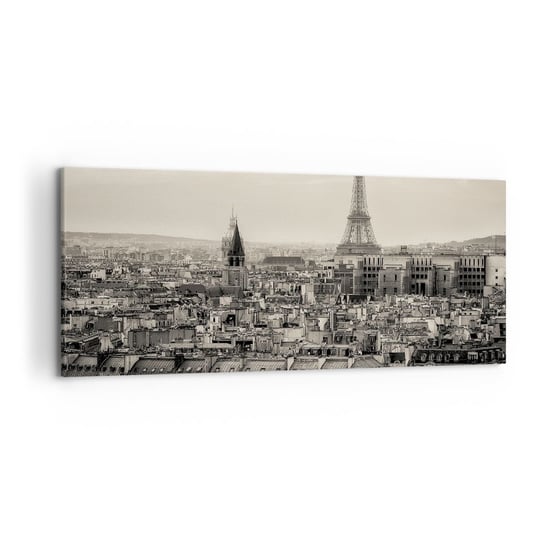Obraz na płótnie - Nad dachami Paryża - 120x50cm - Miasto Paryż Architektura - Nowoczesny obraz na ścianę do salonu do sypialni ARTTOR ARTTOR