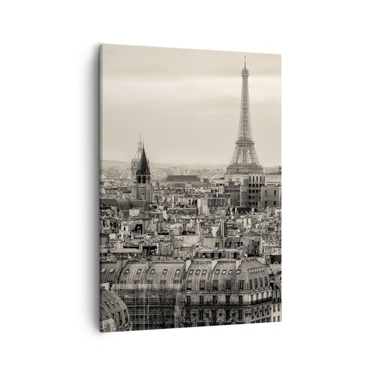 Obraz na płótnie - Nad dachami Paryża - 50x70cm - Miasto Paryż Architektura - Nowoczesny Canvas obraz do salonu do sypialni ARTTOR ARTTOR