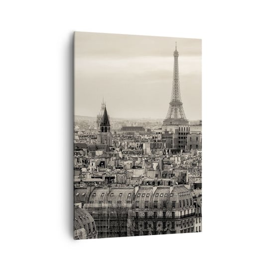 Obraz na płótnie - Nad dachami Paryża - 70x100cm - Miasto Paryż Architektura - Nowoczesny foto obraz w ramie do salonu do sypialni ARTTOR ARTTOR