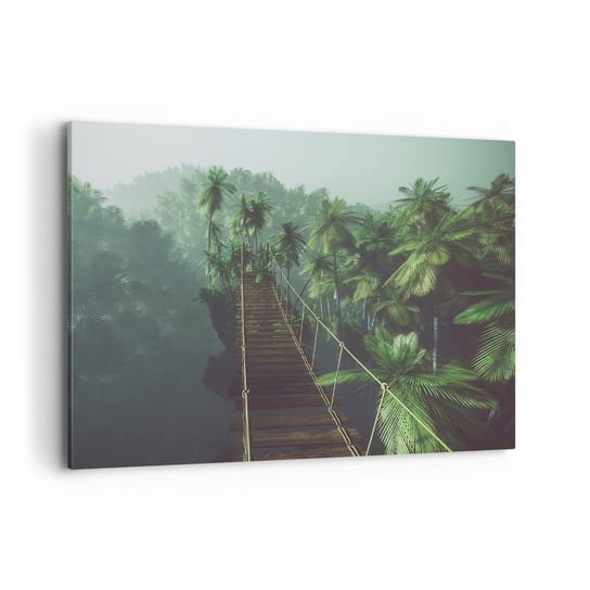 Obraz na płótnie - Nad kipielą zieleni - 100x70cm - Krajobraz Dżungla Palma Kokosowa - Nowoczesny foto obraz w ramie do salonu do sypialni ARTTOR ARTTOR