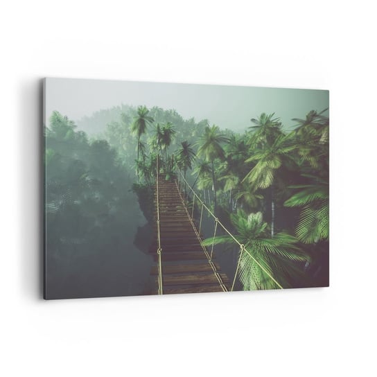 Obraz na płótnie - Nad kipielą zieleni - 120x80cm - Krajobraz Dżungla Palma Kokosowa - Nowoczesny obraz na ścianę do salonu do sypialni ARTTOR ARTTOR