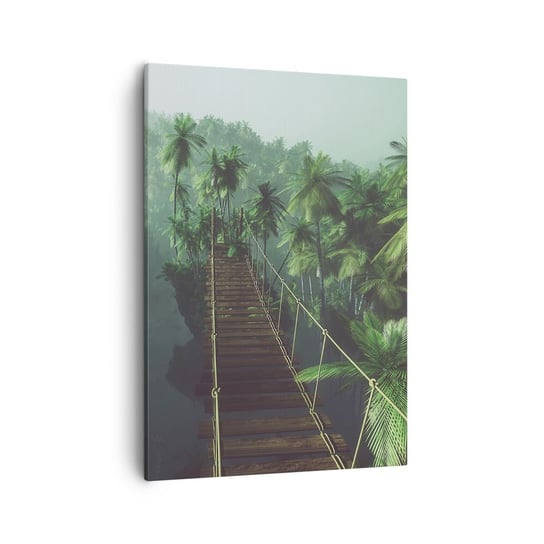 Obraz na płótnie - Nad kipielą zieleni - 50x70cm - Krajobraz Dżungla Palma Kokosowa - Nowoczesny Canvas obraz do salonu do sypialni ARTTOR ARTTOR