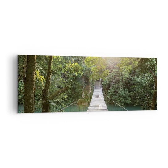 Obraz na płótnie - Nad lazurową wodą do lazurowego lasu - 140x50cm - Krajobraz  Dżungla Drewniany Most - Nowoczesny Canvas obraz do salonu do sypialni ARTTOR ARTTOR
