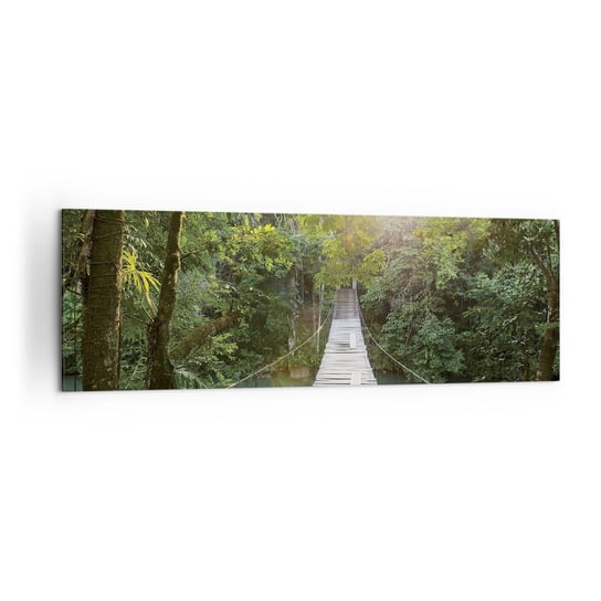 Obraz na płótnie - Nad lazurową wodą do lazurowego lasu - 160x50cm - Krajobraz  Dżungla Drewniany Most - Nowoczesny foto obraz w ramie do salonu do sypialni ARTTOR ARTTOR