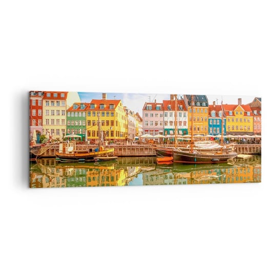 Obraz na płótnie - Nad wodą gładką jak lustro - 140x50cm - Krajobraz Architektura Kopenhaga - Nowoczesny Canvas obraz do salonu do sypialni ARTTOR ARTTOR