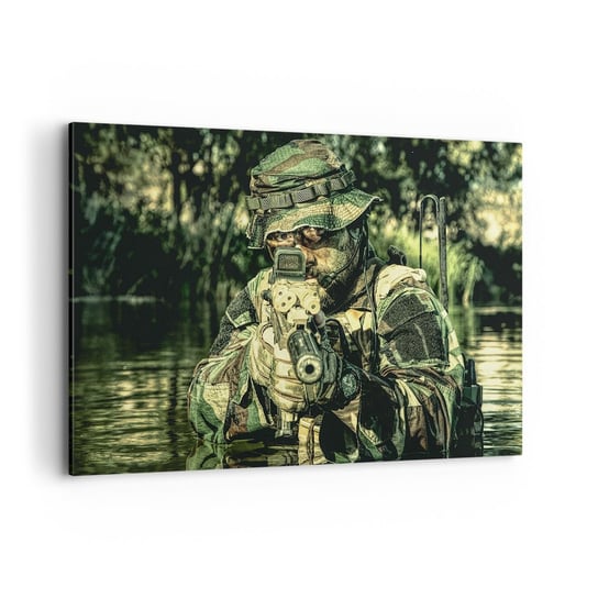 Obraz na płótnie - Najlepszy z najlepszych - 100x70cm - Militaria Żołnierz Karabin - Nowoczesny foto obraz w ramie do salonu do sypialni ARTTOR ARTTOR