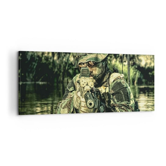 Obraz na płótnie - Najlepszy z najlepszych - 120x50cm - Militaria Żołnierz Karabin - Nowoczesny obraz na ścianę do salonu do sypialni ARTTOR ARTTOR