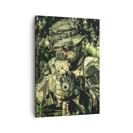 Obraz na płótnie - Najlepszy z najlepszych - 50x70cm - Militaria Żołnierz Karabin - Nowoczesny Canvas obraz do salonu do sypialni ARTTOR ARTTOR