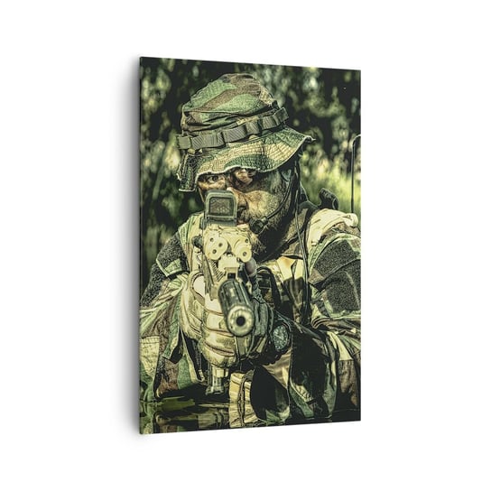 Obraz na płótnie - Najlepszy z najlepszych - 80x120cm - Militaria Żołnierz Karabin - Nowoczesny obraz na ścianę do salonu do sypialni ARTTOR ARTTOR