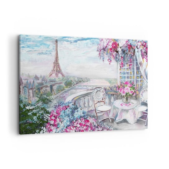 Obraz na płótnie - Najpiękniej tu w maju - 100x70cm - Miasto Wieża Eiffla Paryż - Nowoczesny foto obraz w ramie do salonu do sypialni ARTTOR ARTTOR