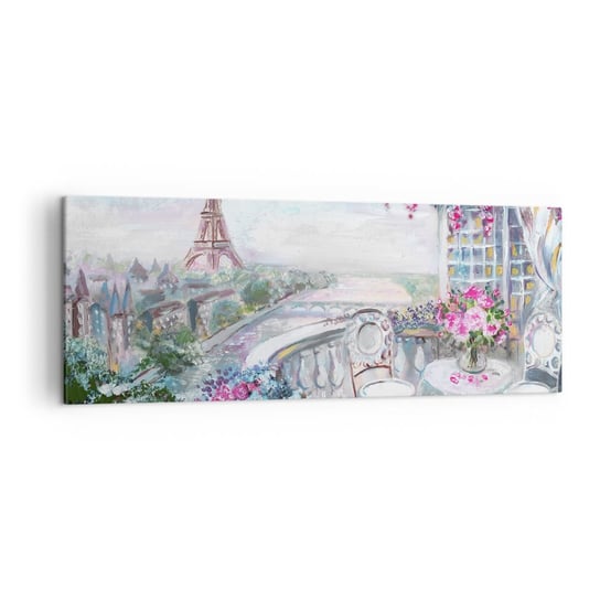 Obraz na płótnie - Najpiękniej tu w maju - 140x50cm - Miasto Wieża Eiffla Paryż - Nowoczesny Canvas obraz do salonu do sypialni ARTTOR ARTTOR