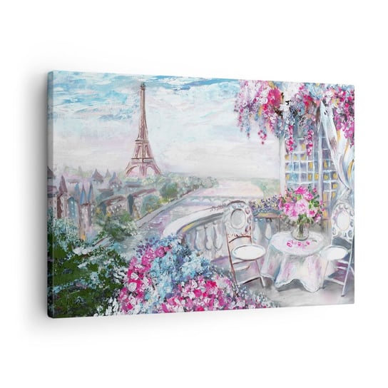 Obraz na płótnie - Najpiękniej tu w maju - 70x50cm - Miasto Wieża Eiffla Paryż - Nowoczesny Canvas obraz do salonu do sypialni ARTTOR ARTTOR