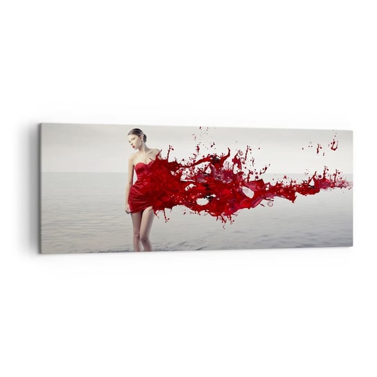 Obraz na płótnie - Namiętna jak szkarłat - 140x50cm - Kobieta Modelka Grafika - Nowoczesny Canvas obraz do salonu do sypialni ARTTOR ARTTOR