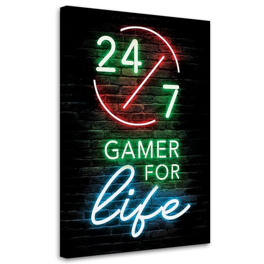 Obraz na płótnie, Napis Gamer for life (Rozmiar 40x60) Feeby