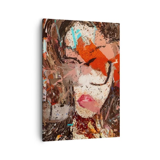 Obraz na płótnie - Naprawdę, jaka jesteś, nie wie nikt - 50x70cm - Abstrakcja Portret Kobiety Grafika - Nowoczesny Canvas obraz do salonu do sypialni ARTTOR ARTTOR