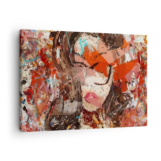Obraz na płótnie - Naprawdę, jaka jesteś, nie wie nikt - 70x50cm - Abstrakcja Portret Kobiety Grafika - Nowoczesny Canvas obraz do salonu do sypialni ARTTOR ARTTOR
