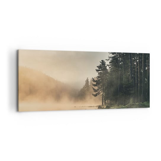 Obraz na płótnie - Narodziny dnia - 120x50cm - Krajobraz Jezioro Las - Nowoczesny obraz na ścianę do salonu do sypialni ARTTOR ARTTOR