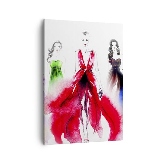 Obraz na płótnie - Nastroje na stroje - 50x70cm - Pokaz Mody Kobieta Suknia - Nowoczesny Canvas obraz do salonu do sypialni ARTTOR ARTTOR