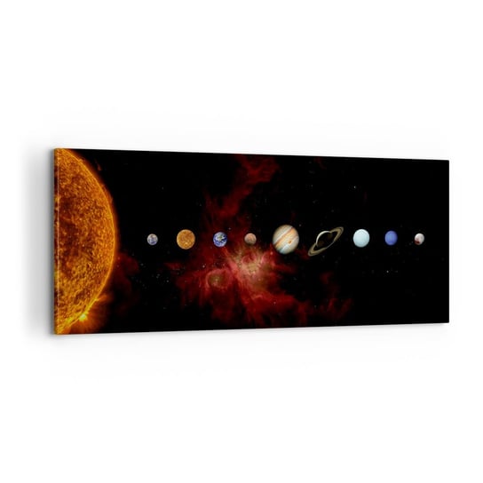Obraz na płótnie - Nasza okolica - 100x40cm - Układ Słoneczny Planety Kosmos - Nowoczesny foto obraz w ramie do salonu do sypialni ARTTOR ARTTOR