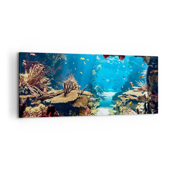 Obraz na płótnie - Nawet ci się nie śniło - 120x50cm - Rafa Koralowa Podwodny Świat Ryby - Nowoczesny obraz na ścianę do salonu do sypialni ARTTOR ARTTOR