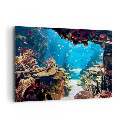 Obraz na płótnie - Nawet ci się nie śniło - 120x80cm - Rafa Koralowa Podwodny Świat Ryby - Nowoczesny obraz na ścianę do salonu do sypialni ARTTOR ARTTOR
