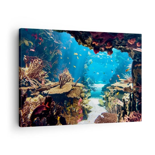 Obraz na płótnie - Nawet ci się nie śniło - 70x50cm - Rafa Koralowa Podwodny Świat Ryby - Nowoczesny Canvas obraz do salonu do sypialni ARTTOR ARTTOR