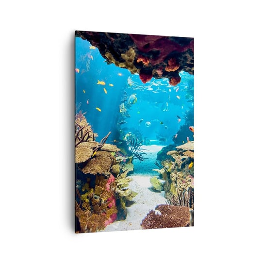 Obraz na płótnie - Nawet ci się nie śniło - 80x120cm - Rafa Koralowa Podwodny Świat Ryby - Nowoczesny obraz na ścianę do salonu do sypialni ARTTOR ARTTOR