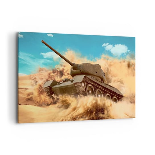 Obraz na płótnie - Nie do pokonania - 120x80cm - Militaria Czołg Pustynia - Nowoczesny obraz na ścianę do salonu do sypialni ARTTOR ARTTOR