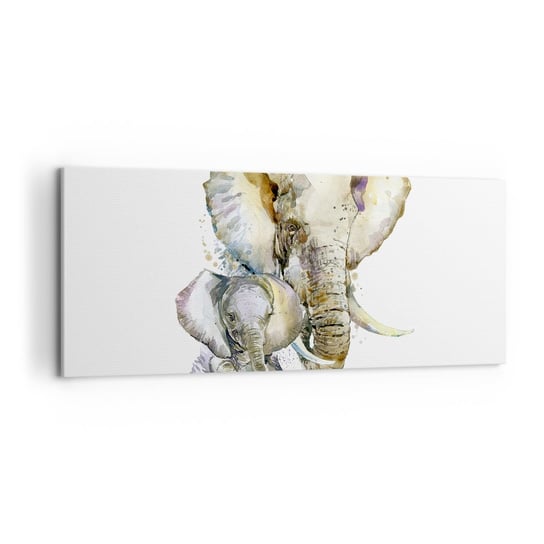 Obraz na płótnie - Nie ma jak u mamy - 120x50cm - Zwierzęta Słoń Grafika - Nowoczesny obraz na ścianę do salonu do sypialni ARTTOR ARTTOR