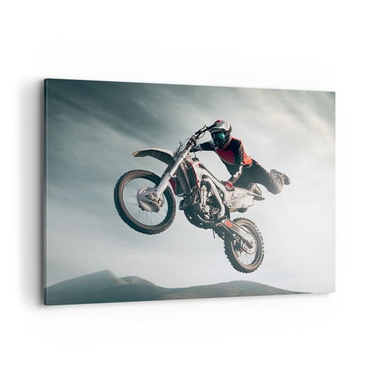 Obraz na płótnie - Nie ma zabawy bez ryzyka - 100x70cm - Motocross Motocykl Motocyklista - Nowoczesny foto obraz w ramie do salonu do sypialni ARTTOR ARTTOR