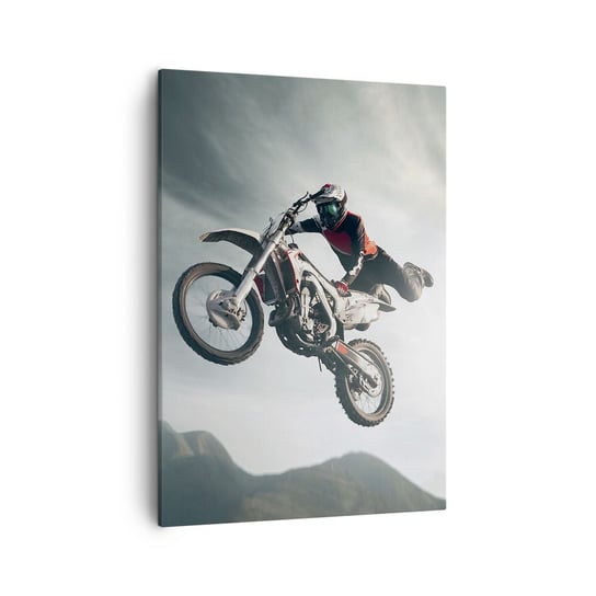 Obraz na płótnie - Nie ma zabawy bez ryzyka - 50x70cm - Motocross Motocykl Motocyklista - Nowoczesny Canvas obraz do salonu do sypialni ARTTOR ARTTOR
