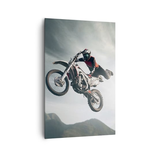 Obraz na płótnie - Nie ma zabawy bez ryzyka - 80x120cm - Motocross Motocykl Motocyklista - Nowoczesny obraz na ścianę do salonu do sypialni ARTTOR ARTTOR