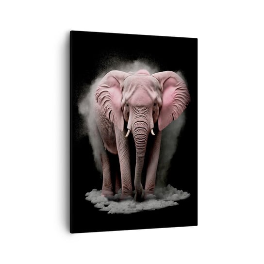 Obraz na płótnie - Nie myśl o różowym słoniu! - 50x70cm - Słońce Safari Afryka - Nowoczesny Canvas obraz do salonu do sypialni ARTTOR ARTTOR