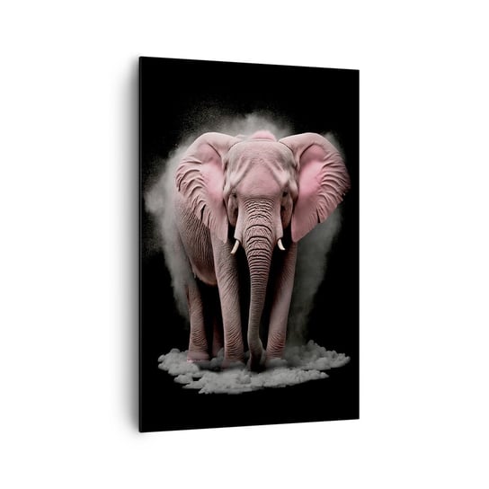 Obraz na płótnie - Nie myśl o różowym słoniu! - 80x120cm - Słońce Safari Afryka - Nowoczesny obraz na ścianę do salonu do sypialni ARTTOR ARTTOR