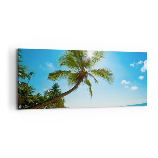 Obraz na płótnie - Nie pokazywać nikomu - 120x50cm - Krajobraz Plaża Palma Kokosowa - Nowoczesny obraz na ścianę do salonu do sypialni ARTTOR ARTTOR