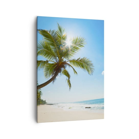 Obraz na płótnie - Nie pokazywać nikomu - 50x70cm - Krajobraz Plaża Palma Kokosowa - Nowoczesny Canvas obraz do salonu do sypialni ARTTOR ARTTOR