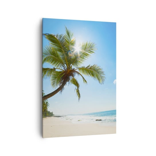Obraz na płótnie - Nie pokazywać nikomu - 70x100cm - Krajobraz Plaża Palma Kokosowa - Nowoczesny foto obraz w ramie do salonu do sypialni ARTTOR ARTTOR