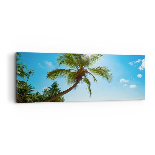 Obraz na płótnie - Nie pokazywać nikomu - 90x30cm - Krajobraz Plaża Palma Kokosowa - Nowoczesny Canvas obraz do salonu do sypialni ARTTOR ARTTOR