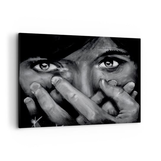 Obraz na płótnie - Nie powiem, kto namalował - 100x70cm - Kobieta Oczy Graffiti - Nowoczesny foto obraz w ramie do salonu do sypialni ARTTOR ARTTOR