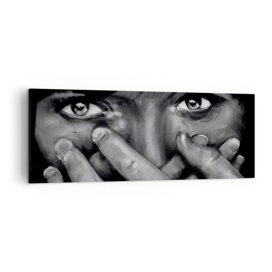 Obraz na płótnie - Nie powiem, kto namalował - 140x50cm - Kobieta Oczy Graffiti - Nowoczesny Canvas obraz do salonu do sypialni ARTTOR ARTTOR