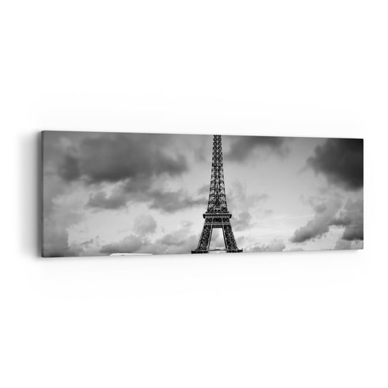 Obraz na płótnie - Nie tak dawno w Paryżu - 90x30cm - Motoryzacja Wieża Eiffla Paryż - Nowoczesny Canvas obraz do salonu do sypialni ARTTOR ARTTOR