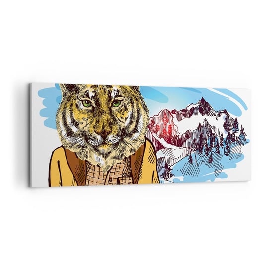 Obraz na płótnie - Nie taki dziki jak go rysują - 100x40cm - Abstrakcja Tygrys Góry - Nowoczesny foto obraz w ramie do salonu do sypialni ARTTOR ARTTOR