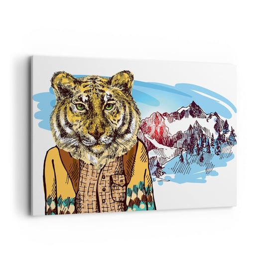Obraz na płótnie - Nie taki dziki jak go rysują - 100x70cm - Abstrakcja Tygrys Góry - Nowoczesny foto obraz w ramie do salonu do sypialni ARTTOR ARTTOR