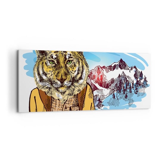 Obraz na płótnie - Nie taki dziki jak go rysują - 120x50cm - Abstrakcja Tygrys Góry - Nowoczesny obraz na ścianę do salonu do sypialni ARTTOR ARTTOR