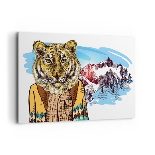 Obraz na płótnie - Nie taki dziki jak go rysują - 120x80cm - Abstrakcja Tygrys Góry - Nowoczesny obraz na ścianę do salonu do sypialni ARTTOR ARTTOR
